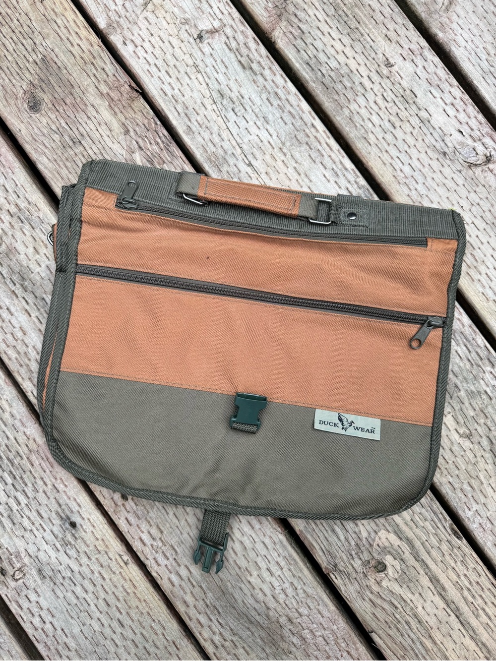 Two-Tone Olive & Tan Canvas Messenger Bag - Picture 1 of 6